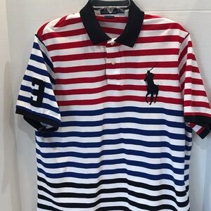 Polo by Ralph Lauren Red, Blue, and Black Striped Shirt